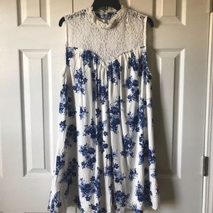NWOT Perch Sleeveless Lace & Linen Dress